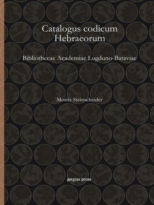 cover image of Catalogus codicum Hebraeorum
